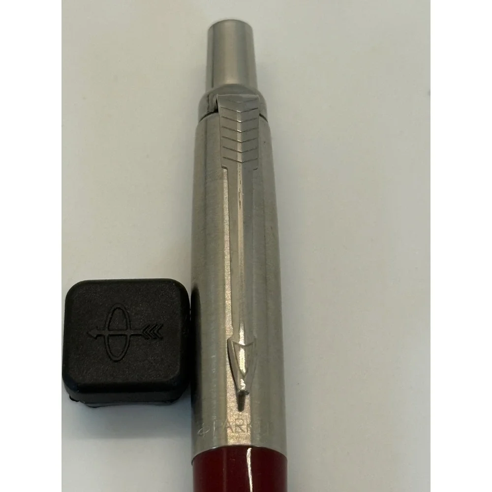 VTG Parker Jotter Ballpoint Pen Burgundy Silver The Folio Society‎ 1947 Logo